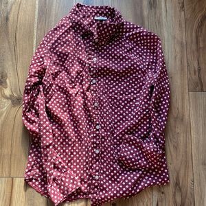 Halogen red apple print button front shirt M